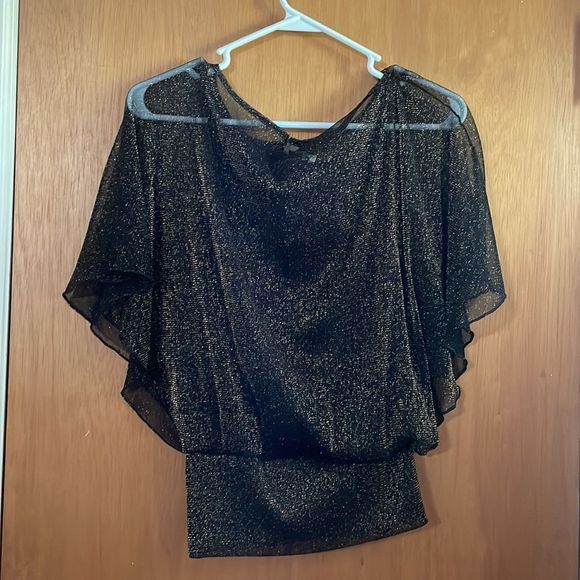 •GOLDEN STATE Los Angeles• NWOT black/gold sheet glittery blouse size small - Picture 3 of 5